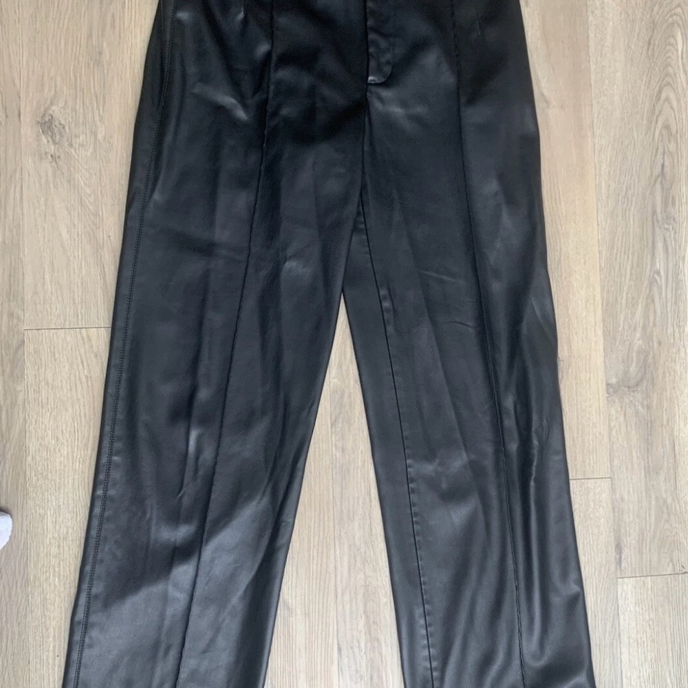Zara Black Faux Leather-Style Trousers